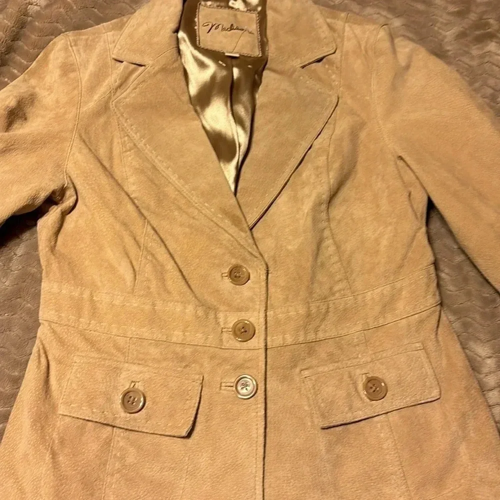 Madison Tan Suede Leather jacket Women’s 10 Stitch detail